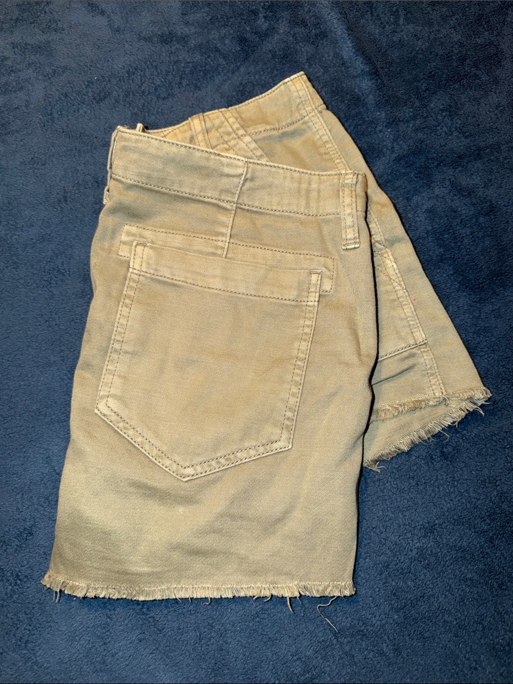 American Eagle Frayed Hem Light Green Denim Shorts